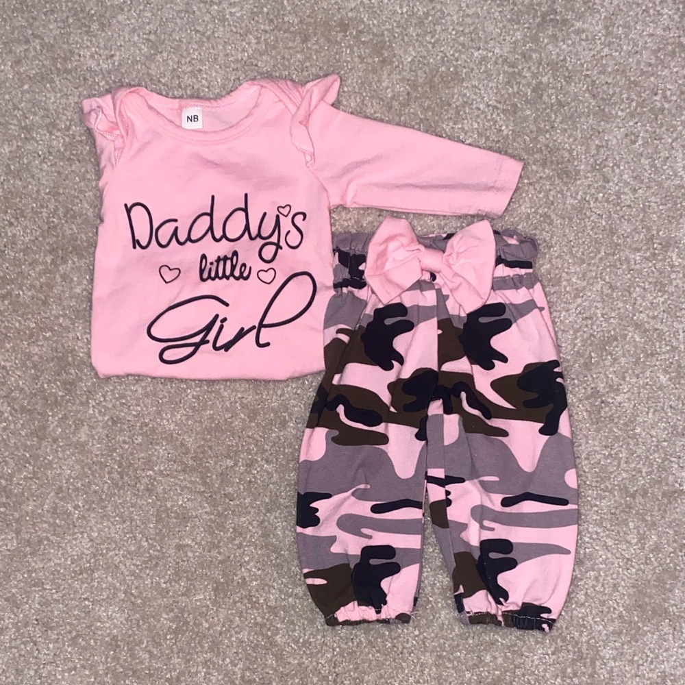 Pink 'Daddy's Little Girl' Outfit with Camouflage Pants